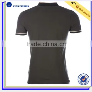 Three Button Placket Stripe Collar Short Sleeve 100%cotton Mens Polo Shirt thumbnail-1