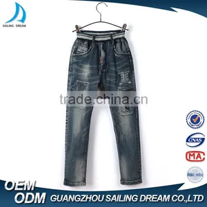 Top Quality Embroidery Patch Coin Pocket Fashion Classic Blue Pants Kid Jean Trousers thumbnail-1