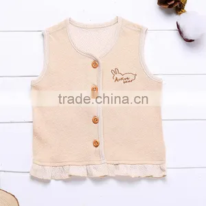 New Spring Baby Vest Natural Colored Cotton Top Unisex Cardigan Kniting Cartoon OEM Service thumbnail-1