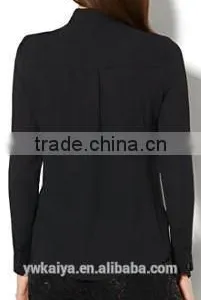 Floral Placket Black Fancy Hot Sale Well Slim Fit Black Cotton Blouse Wholesale thumbnail-2