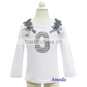 Girls Bling Silver 1st - 6th Birthday White Long Sleeves Tee thumbnail-3