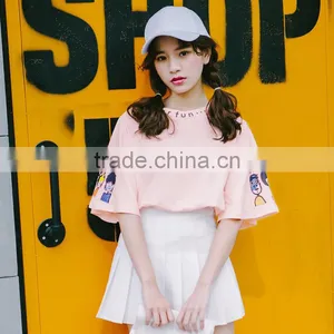Cartoon Printing Horn Sleeves t Shirt for Women thumbnail-2