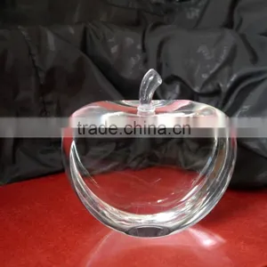 High Quality Faceted Clear Crystal Apple With Metal Leaf Crafts thumbnail-5