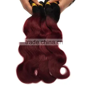 Wholesale Cheap Ombre Peruvian Hair Weave Bundle Burgundy 1B 99J Peruvian Body Wave Red Ombre Hair Extension thumbnail-6