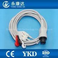 Generic AAMI 3 Leads Patient Monitor ECG Cable With AHA/IEC Snap/Clip 6Pins Plug thumbnail-1