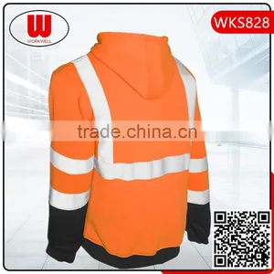 Orange Black High Visibility Hoody Jacket Reflective thumbnail-2