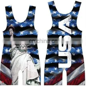 High Quality Men's 4xl Sublimated Custom Wrestling Singlets thumbnail-6