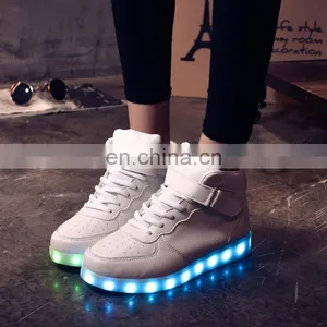Factory Wholesale Hot Fashion Cool Light up Shoes Street Dance Luminous High Top LED Sneakers Casual Shoes for Men Women thumbnail-1