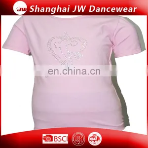 High Crystal Pink Ice Skating Dance Training T-shirt thumbnail-1