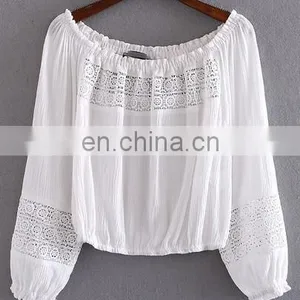 Custom Tops for Women Long Sleeve Lace Insert Women Tops and Blouses thumbnail-1