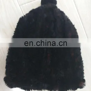 Knitted Mink Beanie Fur Tuque Hat for Women thumbnail-3