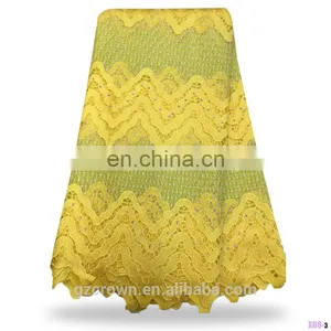 Wholesale Embroidery Water Soluble Chemical Lace African Teal Cupion Guipure Lace Fabric/Guipure Lace With Stone S170307006 thumbnail-4