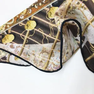 High Grade Low MOQ Custom Printed Silk Scarf With Tassels thumbnail-4