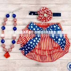 Newborn Baby Ruffle Chiffon Diaper Cover Cute Red White Polka Dot Bloomer With Headband and Necklace Wholesale thumbnail-4