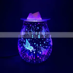 New 3D Glass Colorful Gradient Fireworks Aromatherapy Lamp Colorful Color Changing Plug-in Butterfly Table Lamp thumbnail-4