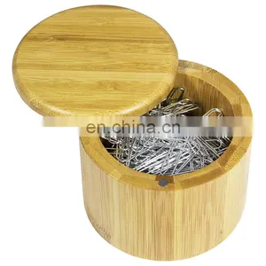 Natural Small Round Bamboo Salt Cellar Herb & Spice Pepper Storage Box With Magnetic Swivel Lid Pantry Organizer thumbnail-5