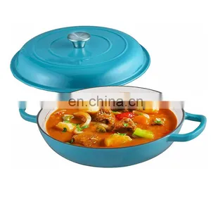 1.5Qt Soupe Camping Africa 30Cm Ensemble Indien Colorful Dinner Ware 3 In 1 European Shallow Turkey Seafood Iron Casserole thumbnail-1