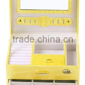 Faux Leather Large Lockable Jewelry Box Case Storage With Mirror,jewelry Showcase Display Case thumbnail-5