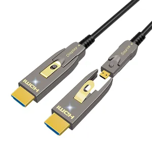 8K HDMI2.1 Fiber Optic Cable-Detachable-Latching-LED Indication,DM-Angled DM,48Gbps 4K/120Hz thumbnail-1