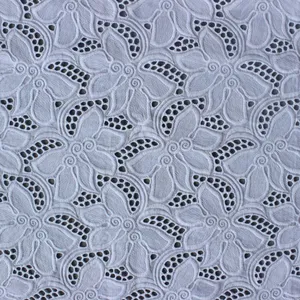 XE059 Bleach Eyelet Fabric Schiffli Cotton Lace Fabric Hollow Out For Garments thumbnail-2