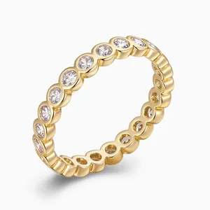 Shining Star Jewelry Solid 14K Gold Cubic Zirconia Eternity Ring Gift For Women thumbnail-3