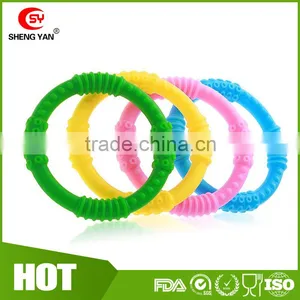 4 Funny Colorful and BPA Free Silicone Sensory Teething Baby Teether Ring Toys,Soothing Pain Relief and Drool Proof Infant Toys thumbnail-2