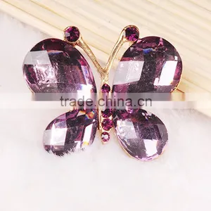 Classic Noble Female Cute Small Butterfly Brooch Fine Luxury Crystal Gold Scarf Ring Jewelry thumbnail-1