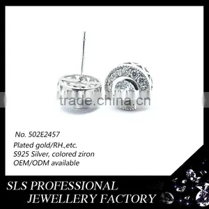 Sterling Silver Jewelry Wholesale White Gold Plated Womens Fashion Cheap Wholesale Stud Earrings thumbnail-3