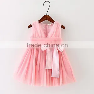 Wholesale Popular Children Long Gown Bowknot Summer Kids Dresses Toddler One-piece Clothing Spaghetti Strap Baby Girl Long Skirt thumbnail-5