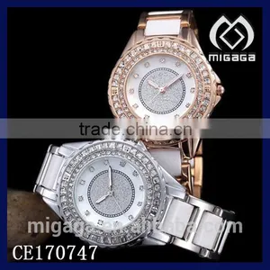 Rhinestone Bezel Quartz Watch Ceramic Strap*fashion Quartz Ceramic Watch thumbnail-1