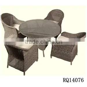 Rattan Table Set PE Rattan Alum Frame Garden Dining Sofa Set Outdoor Wicker Dining Table And Chair thumbnail-1