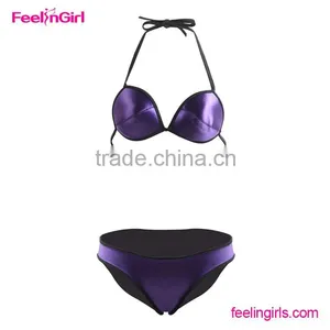 Wholesale Plain Purple Sexy Neoprene Bikini thumbnail-4