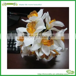 Factory Customized Top Sell Cheap Bride Wedding Bouquets Artificial Silk Cymbidium Flowers thumbnail-1