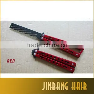 2016 Following Hot Salon Stainless Hair Comb Yellow Color Balisong Butterfly Knife Trainer Comb thumbnail-6