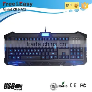 3 Color LED Backlit Waterproof Wired Gaming Keyboard thumbnail-6