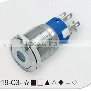 Dot Illuminated Stainless Stell 19mm Push Button Switch thumbnail-1