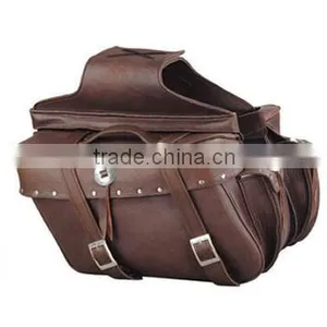 Brown Leather Motorcycle Saddle Bag, Genuine Leather Saddle Bags thumbnail-1