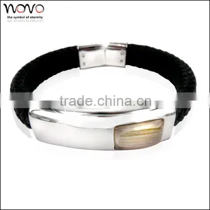Cuff Bracelet Cheap Leather Bracelets Stainless Steel Monogram Leather Cuff Bracelet thumbnail-5
