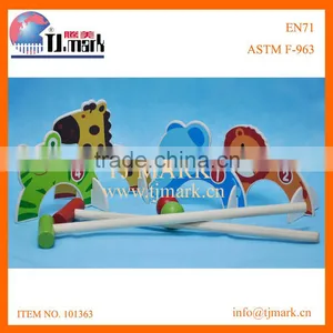 WOODEN TOYS ANIMAL CROQUET SET thumbnail-1