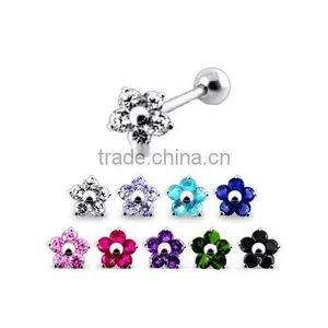 316L Surgical Steel Flower Ear Cartilage Helix Tragus Piercing thumbnail-1