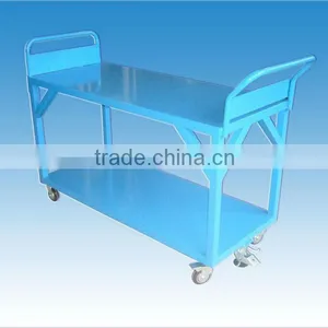 Blue Metal Platform Hand Truck,double Layers With Four Wheels thumbnail-1
