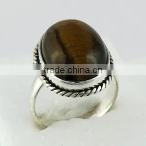 With A Positive Attitude !! Brown Tiger's Eye 925 Sterling Silver Ring, Silver Jewelry India, 925 Silver Jewelry thumbnail-4