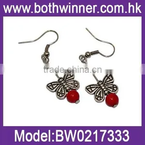 Elegant Colorful Silver Earrings With Bright Colored Stone With Delicate Butterflies thumbnail-1