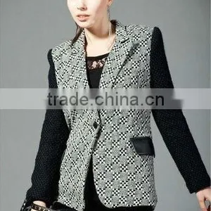 Women Winter Coats Elegant Jacquard Wool Long Sleeve High Quality thumbnail-1
