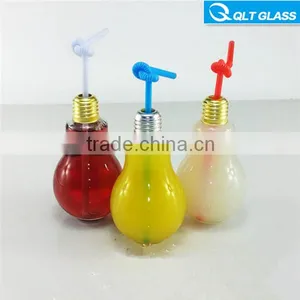 Wholesale Light Bulb Glass Candy Beverage Juice Jars and Bottles With Lid thumbnail-1