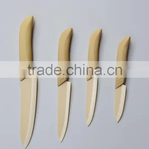 New Design Ceramic Knife Yellow Color Blade and Handle Soft Touch Handle Ultra Sharp Blade thumbnail-1