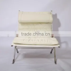 Wholesale Floor Lounge Chair FK87 Lounge Chair Grasshopper White Leather thumbnail-4