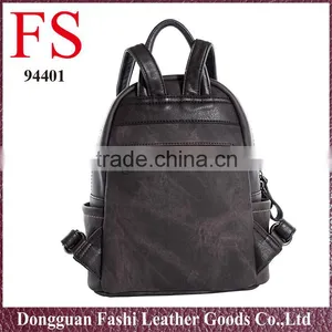 Wholesale China Girls Popular Black PU Leather School Backpacks thumbnail-4