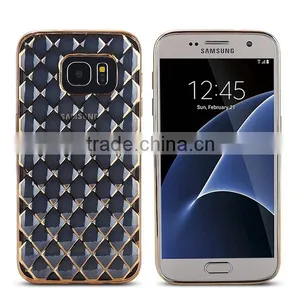 C&T Luxury Plating Pattern Diamond Lattice Transparent Soft Tpu Case for Samsung Galaxy S7 5.1" thumbnail-1