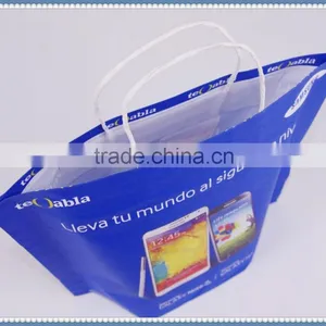 2016 New Design Blue Flexo Printing Eco Friendly Kraft Paper Bag for Mobile Phone thumbnail-3